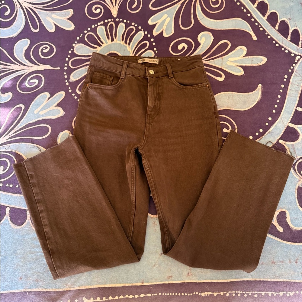 Brown High-Waisted Zara Jeans